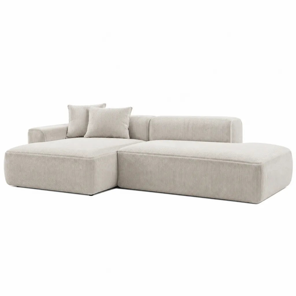 Modulares 3-Sitzer Sofa mit Ottomane aus Polyester-Cord Beige 280 x 170 x 70 cm