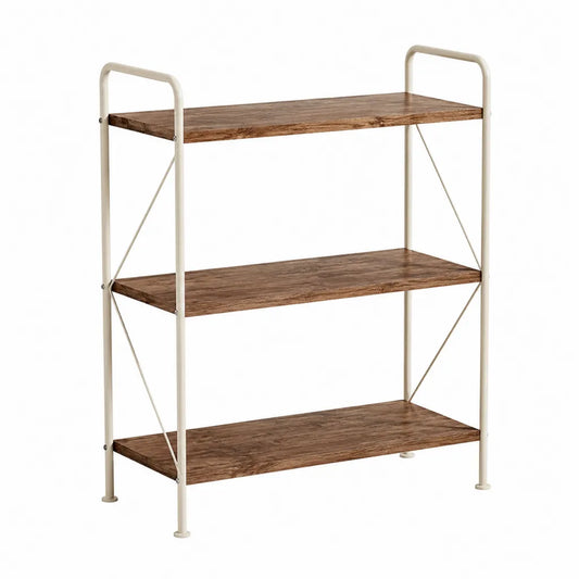 Standregal mit 3 Ablagen aus Spanplatte und Stahl 60 x 30 x 90 cm rechteckig Walnussbraun Cremeweiß