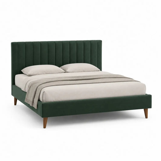 Polsterbett Doppelbett 160 x 200 cm Samt Polyester Dunkelgrün mit Lattenrost