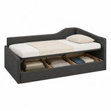Polsterbett Stauraumbett mit Gasdruckfeder 90 x 200 cm Polyester Dunkelgrau
