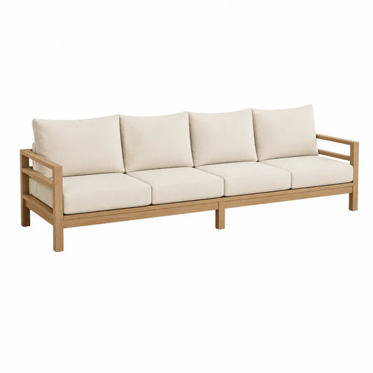 4-Sitzer Gartensofa aus massivem Akazienholz rechteckig Natur Beige 250 x 75 x 70 cm